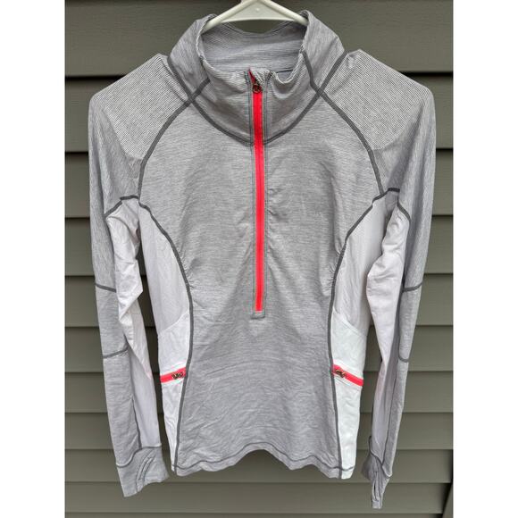 Lululemon Run size 8 Wild 1/2 Zip Long Sleeve Top - Wee Stripe White Fossil RARE - Picture 3 of 16